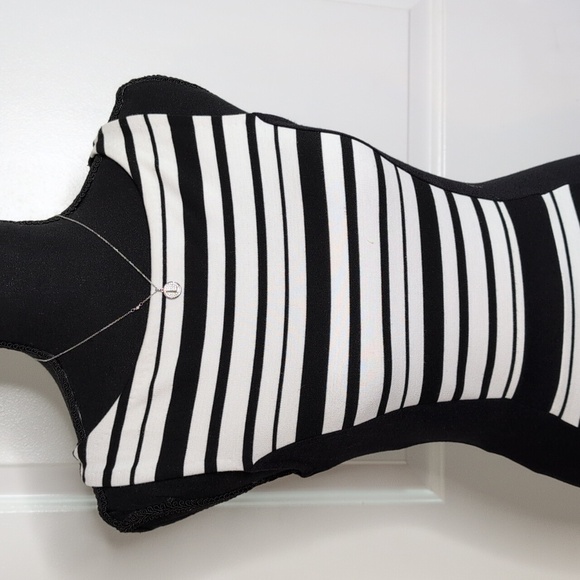 Weston Wear Anthropologie Black White Spliced Striped Lace Bodycon Midi Dress XS - Picture 3 of 12